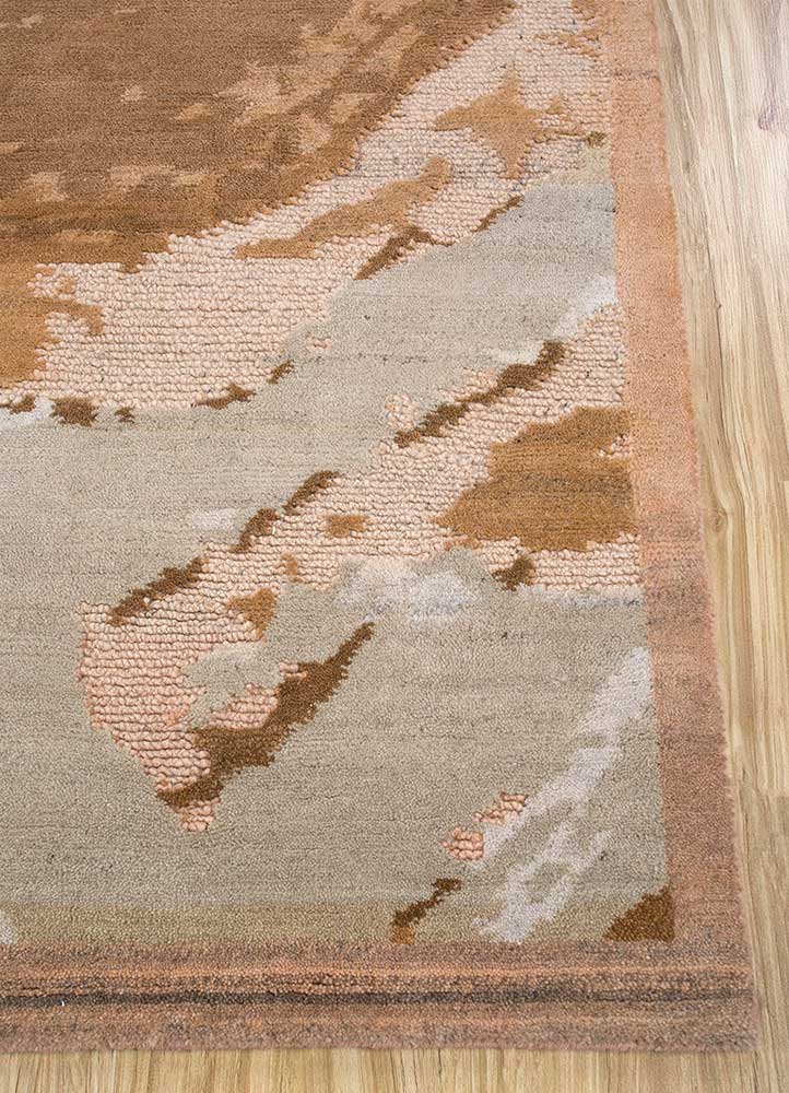 Sthir,Dark Ivory/French Peach Hand Knotted Rugs