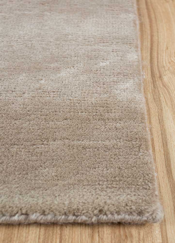 Marine Green And Soft Beige Hand Knotted Bamboo Silk Wool Rug