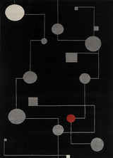 Sthir, Ebony/Stone Gray Hand Knotted Bamboo Silk Wool Rug