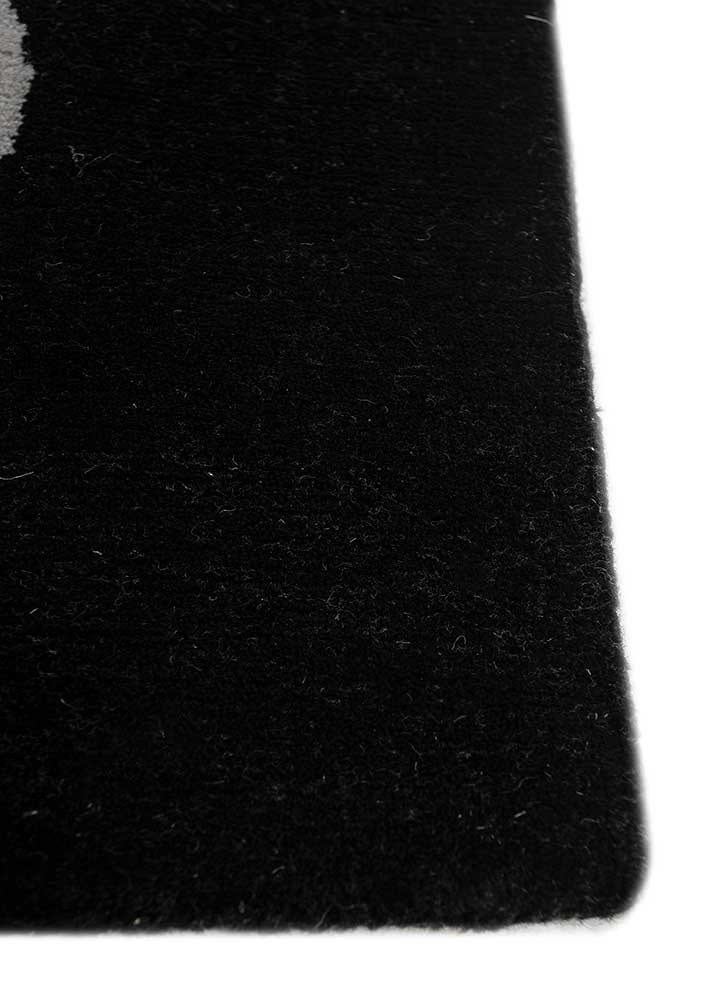 Sthir, Ebony/Stone Gray Hand Knotted Bamboo Silk Wool Rug