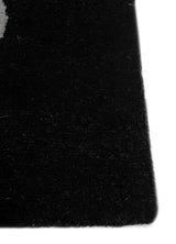 Sthir, Ebony/Stone Gray Hand Knotted Bamboo Silk Wool Rug