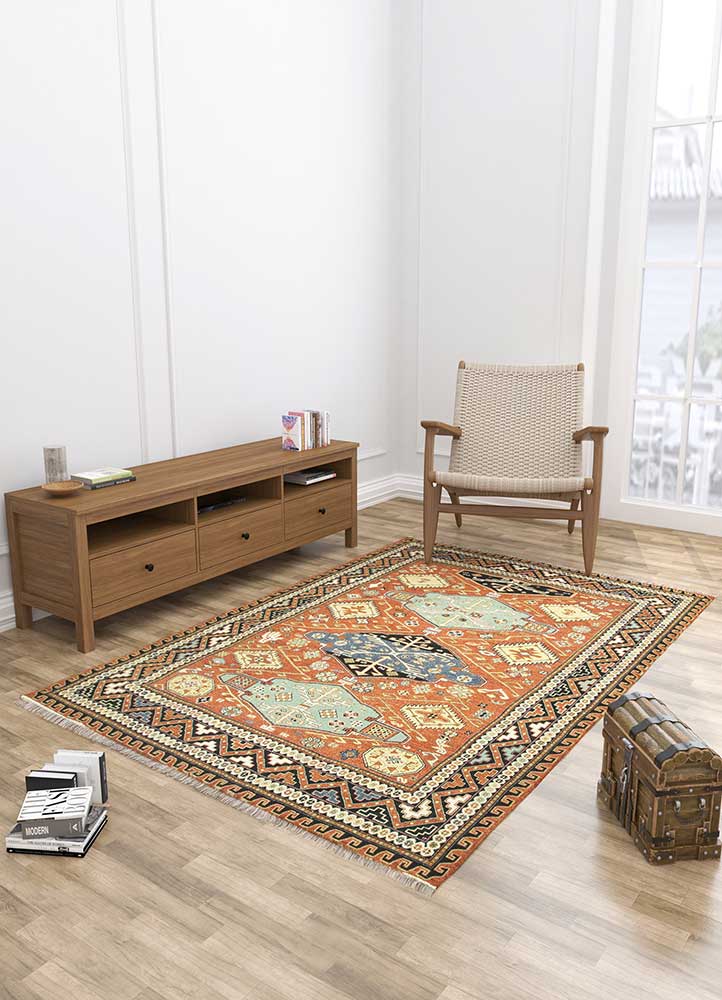 Navajo red/ebony hand knotted Rugs
