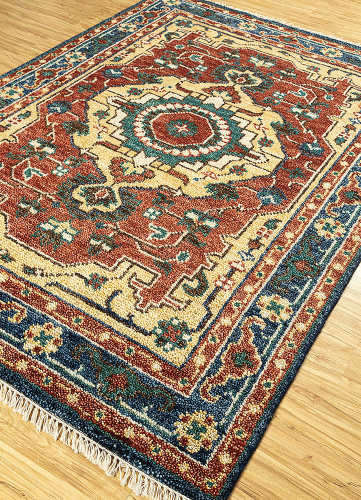 Savana Medium Ruby/Navy Blue Hand Knotted Rugs