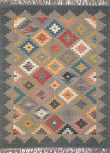 Kilim Dhurrie Rugs, Multi color Jute Kilim San Carlos Rug