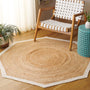 Handmade Round Jute Rug – Natural Fiber with Geometric Design