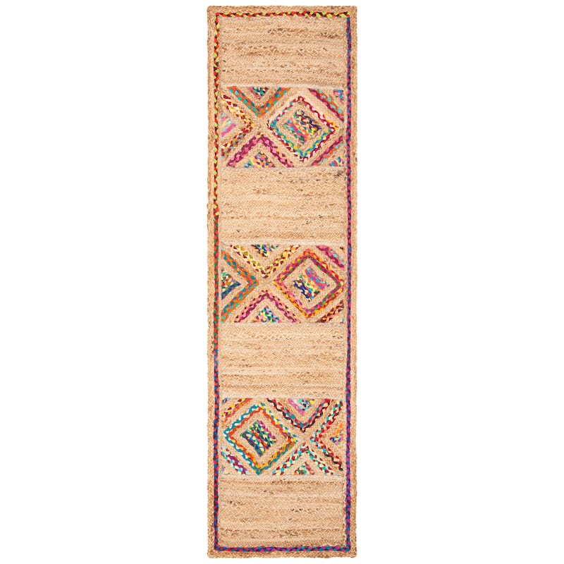 Beige/ Multicolor Handmade Natural Fiber Boho Jute Rug