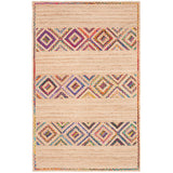 Beige/ Multicolor Handmade Natural Fiber Boho Jute Rug