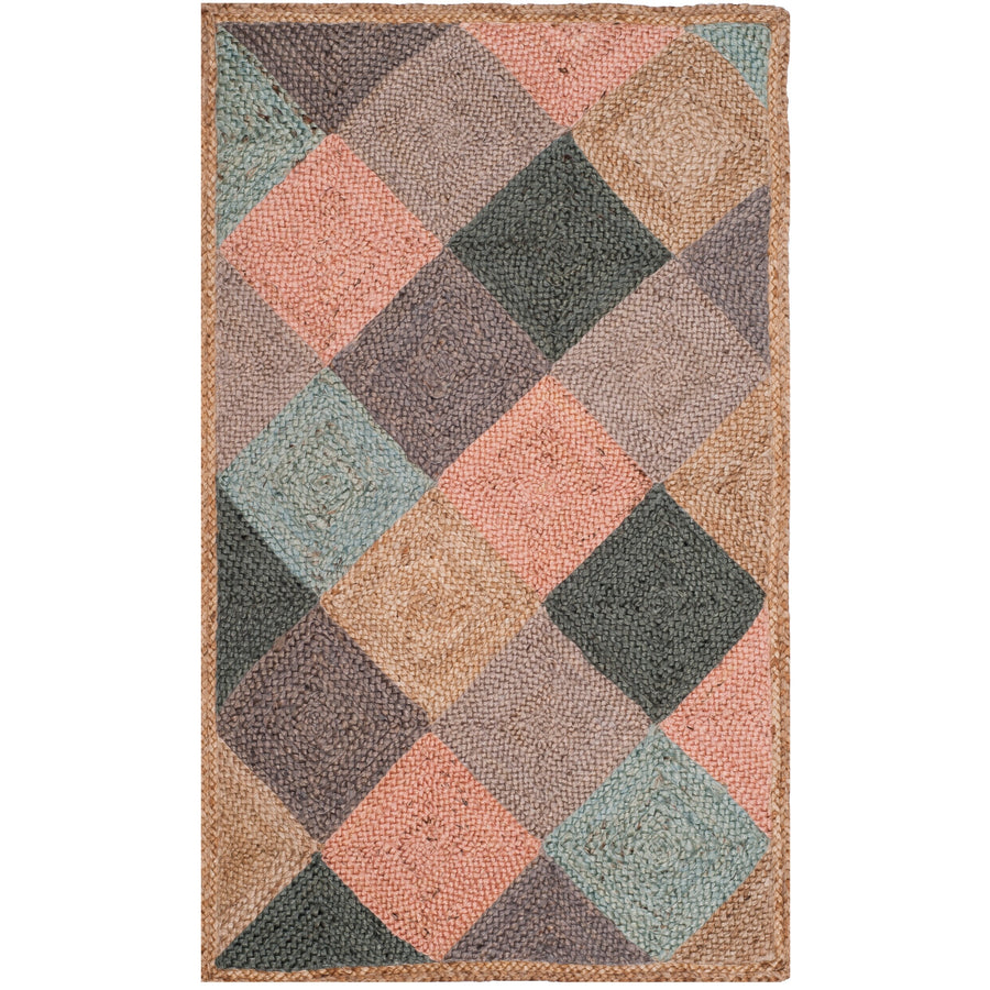 Handwoven Serin Diamond Jute Rug - Eco Friendly Natural Fiber