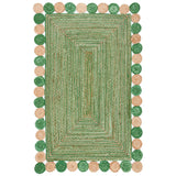 Hand Woven Green Jute Cotton Rug