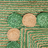 Hand Woven Green Jute Cotton Rug