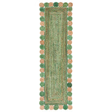 Hand Woven Green Jute Cotton Rug