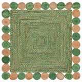 Hand Woven Green Jute Cotton Rug
