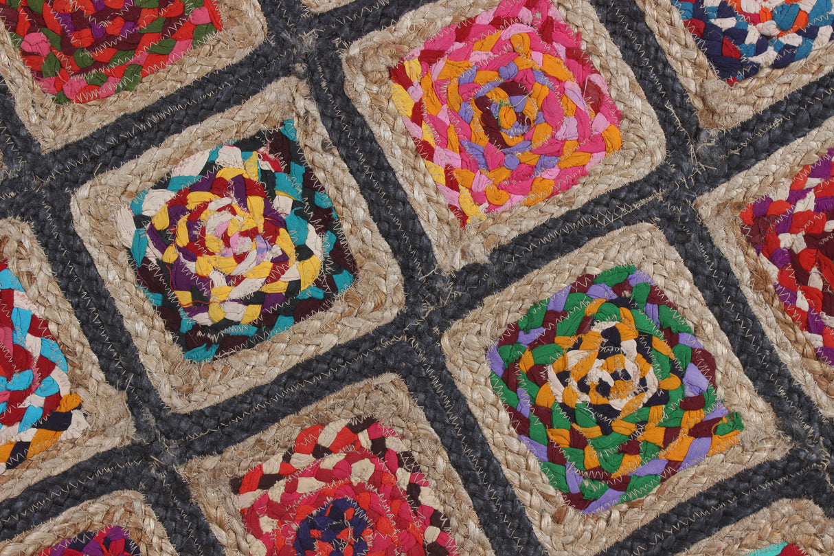 Multicolor Cotton Chindi Rug, Round Natural Rug