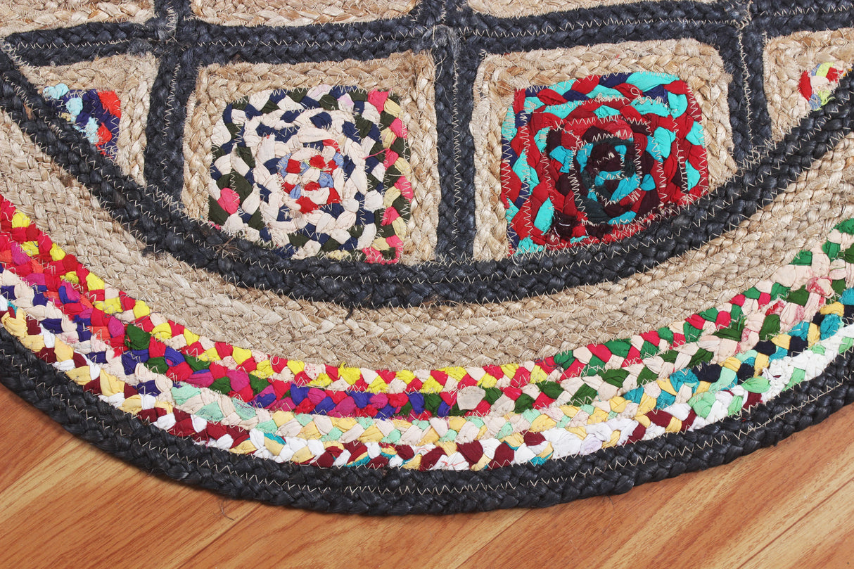 Multicolor Cotton Chindi Rug, Round Natural Rug