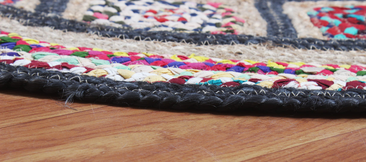 Multicolor Cotton Chindi Rug, Round Natural Rug