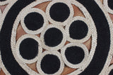 Handmade Round Design Ivory-Black Jute Rug