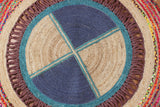 Cotton Jute Rug, Braiged Chindi Floor Rug, Round Natural Rug