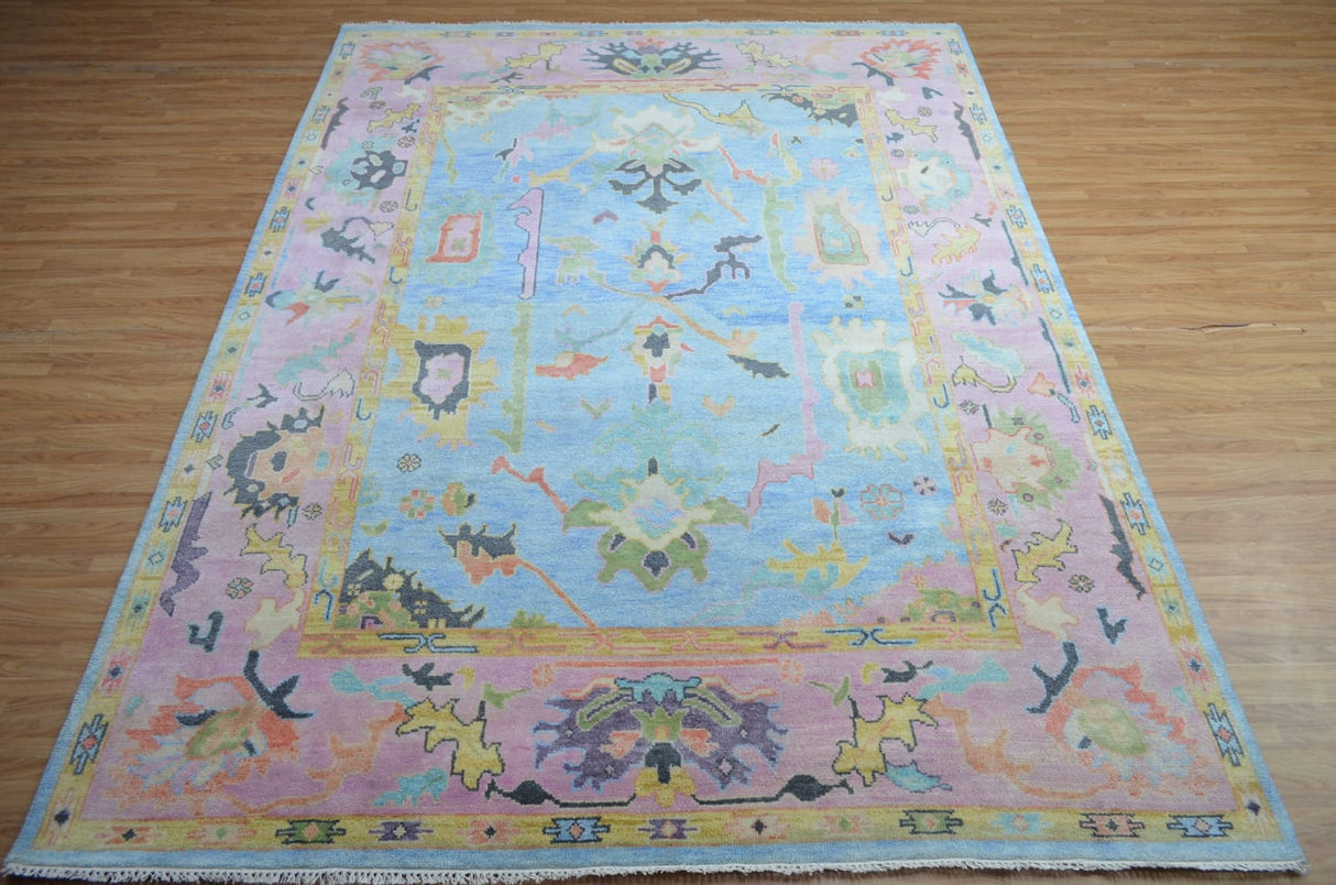 Traditional Large Handmade Oushak Area Rug, Baby-Friendly Oushak Carpets