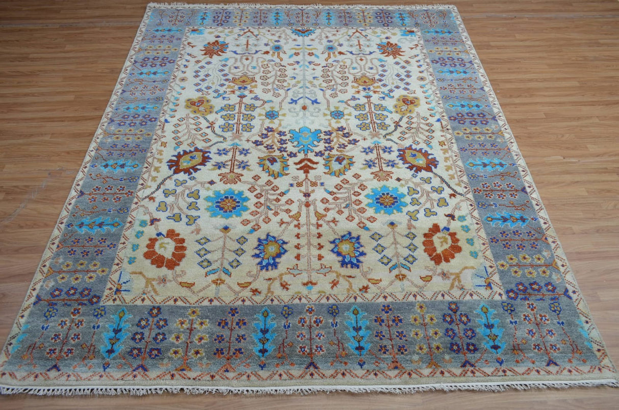 Handmade Oushak Carpets, Unique Design Wool Oushak Floor Rug-2