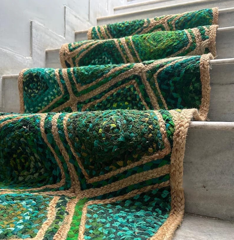 Green Boho Stair Runner Rug
