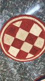 Rustic Checkered Jute Rug – Red and Beige Handcrafted Natural Area Rug