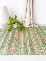 Green Wool And Jute Rug, Rug For Living Room Decor Rug