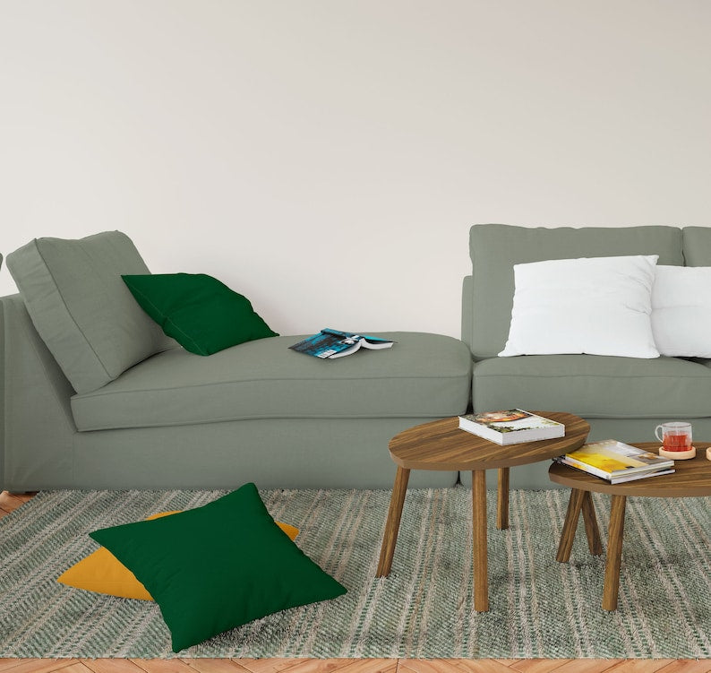 Green Wool And Jute Rug, Rug For Living Room Decor Rug