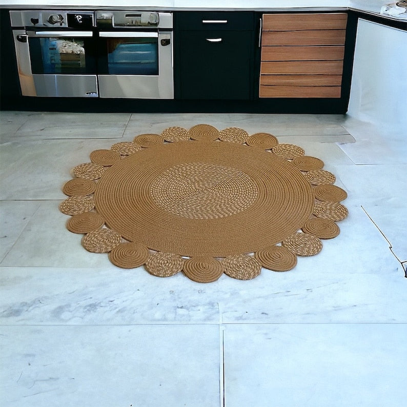 Handwoven Round Natural Fiber Rugs – Boho Chic Area Rugs for Home Décor