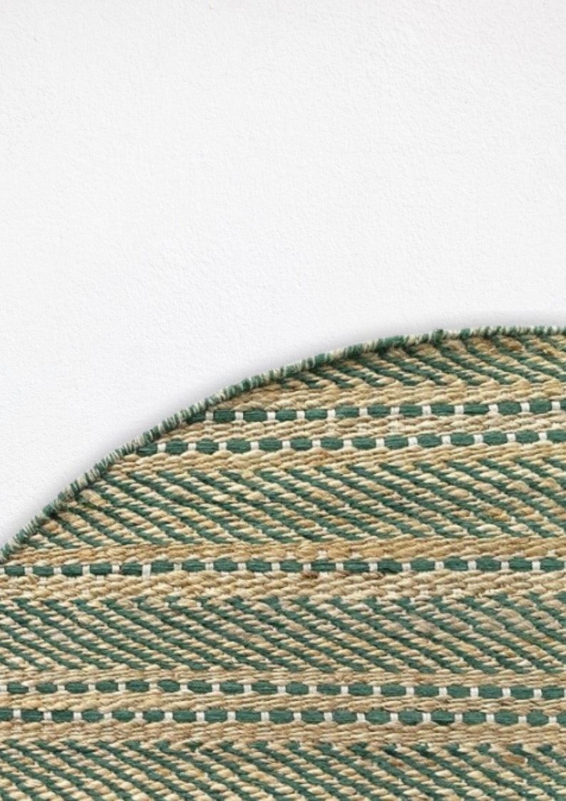 Green Wool And Jute Rug, Rug For Living Room Decor Rug