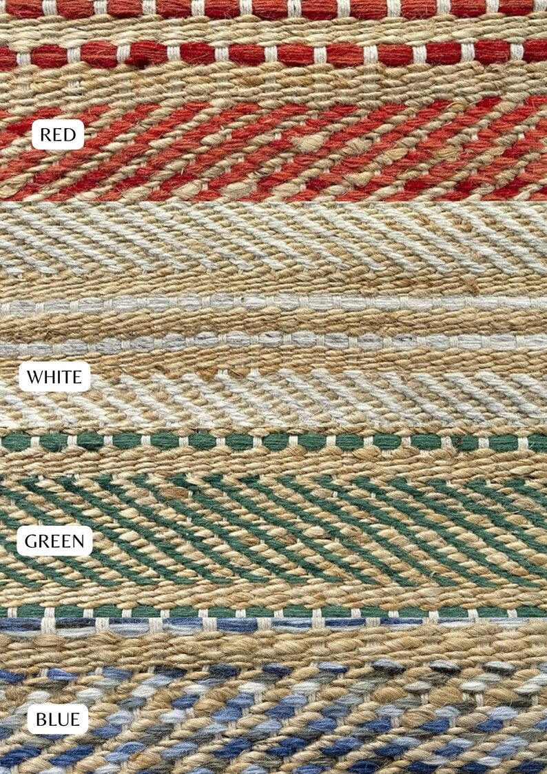 Green Wool And Jute Rug, Rug For Living Room Decor Rug