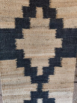 Geometric Pattern Jute Runner Black and Begie
