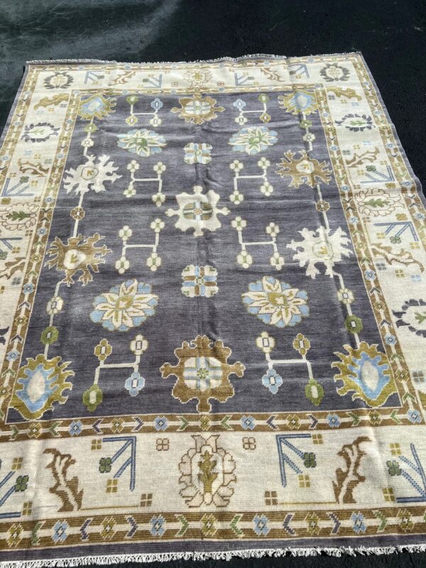Abstract Oushak Wool Rug, Luxury Oushak Carpets