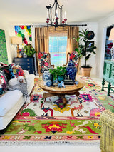 Floral Oushak Rug, Traditional Knotted Carpet,Wool Oushak Carpets