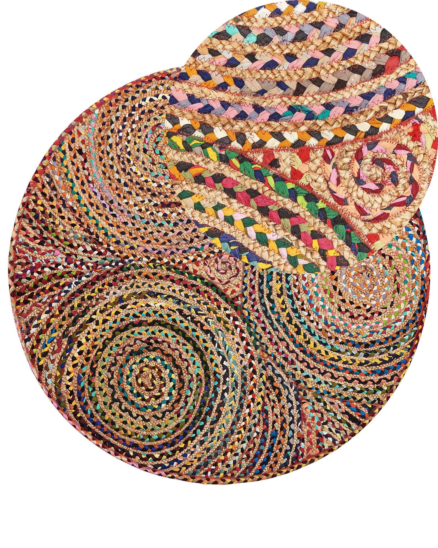 Round Handwoven Cotton Jute Rug – Multicolour Area Rug for Home Décor
