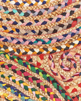Handwoven Cotton Jute Rug, Round Cotton Area Rug Multicolour