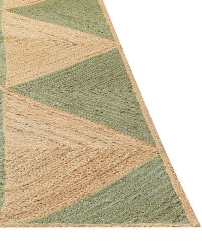Eco-Friendly Green and Beige Jute Rug – Handwoven Braided Carpet for Any Room