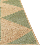 Eco-Friendly Green and Beige Jute Rug – Handwoven Braided Carpet for Any Room